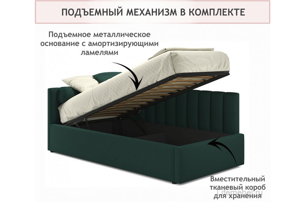 Тахта Венера с бортиком 90х200 изумруд
