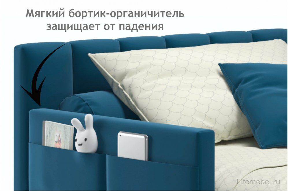 Тахта Венера с бортиком 90х200 синяя