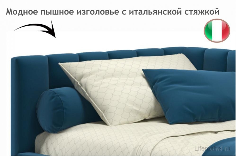 Тахта Венера с бортиком 90х200 синяя