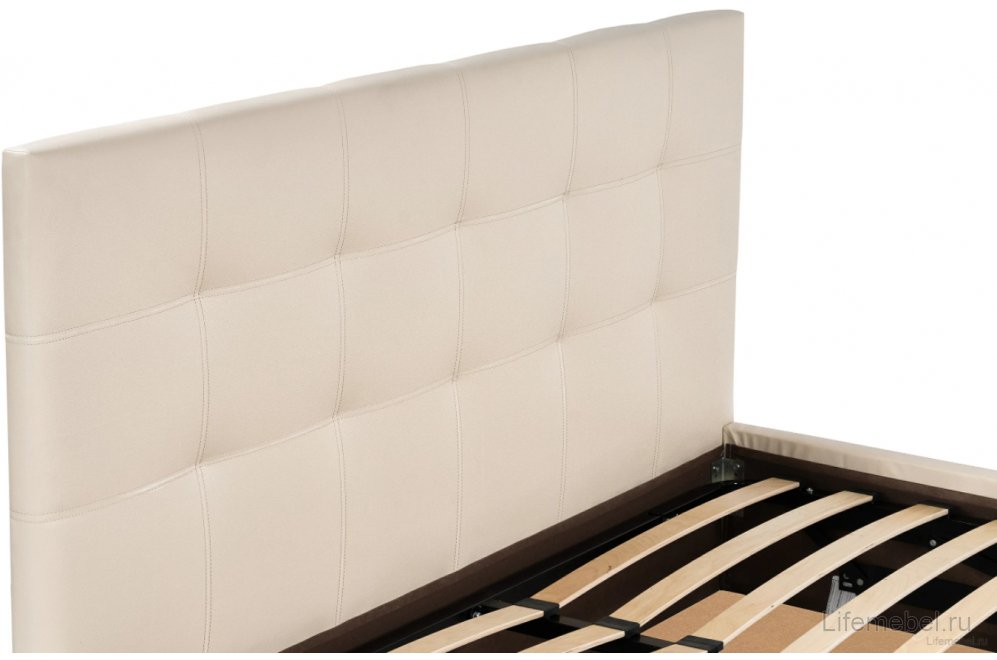 Полутораспальная кровать Афродита-2 140х200 с ПМ экокожа бежевая