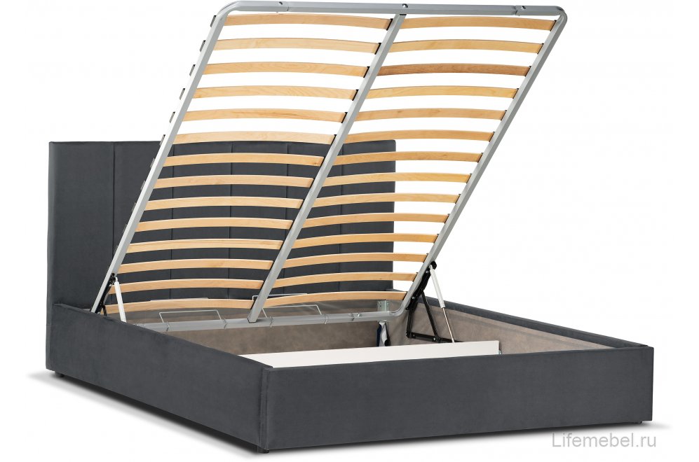 Полутораспальная кровать Афродита-3 140х200 с ПМ серый велюр bingo grafit