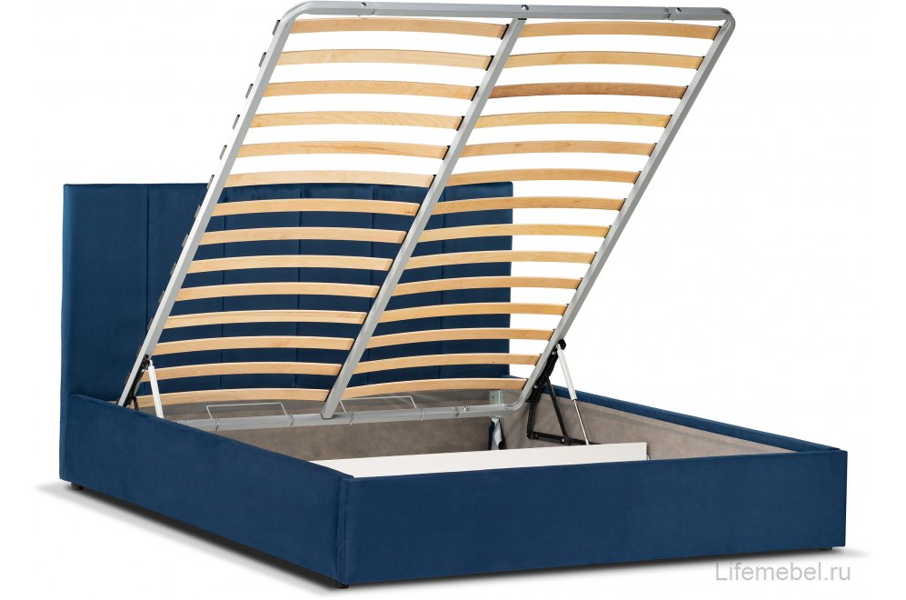 Полутораспальная кровать Афродита-3 140х200 синий велюр bingo denim