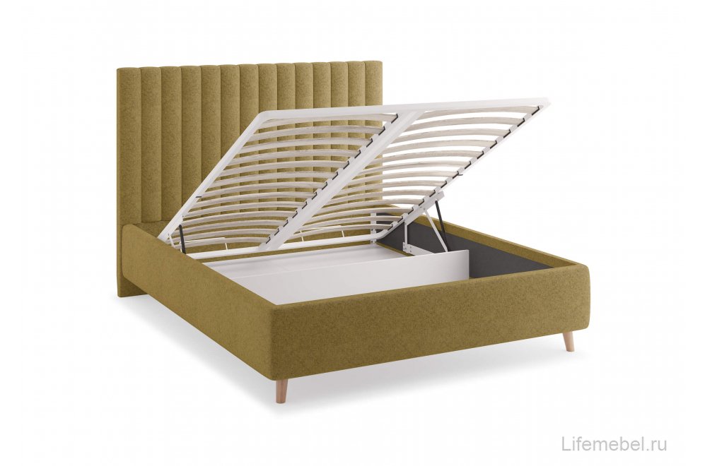 Полутораспальная кровать Amanda 140x200 с основанием велутто бежевый