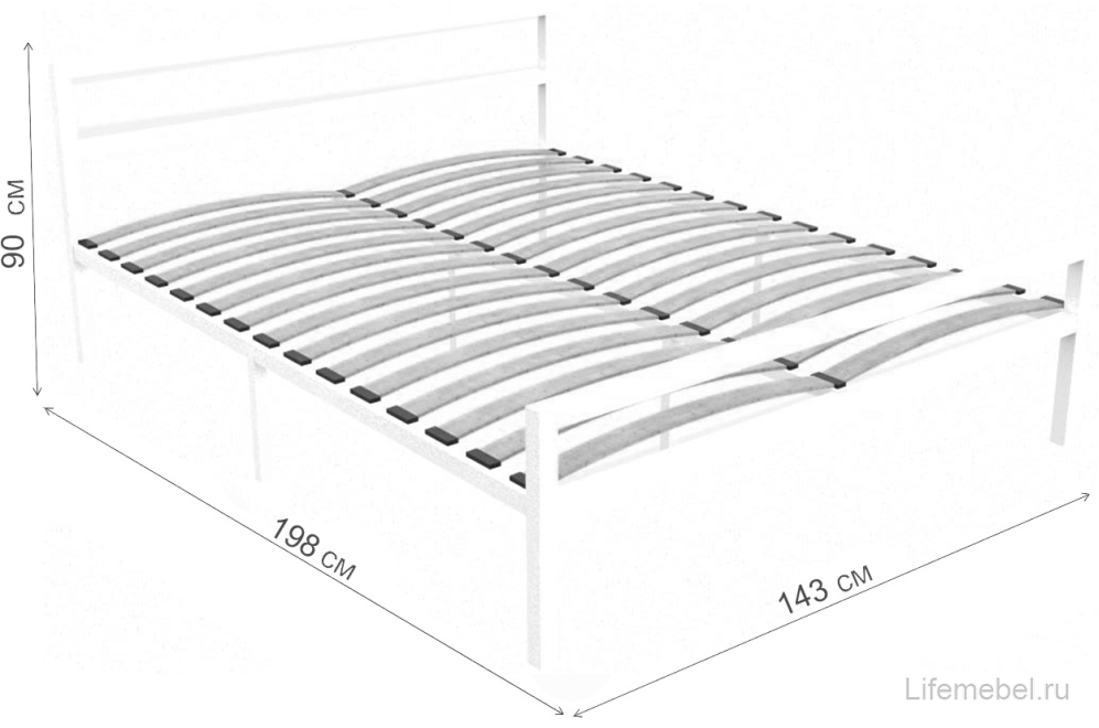Полутораспальная кровать Анаель 140х190 черный глянец