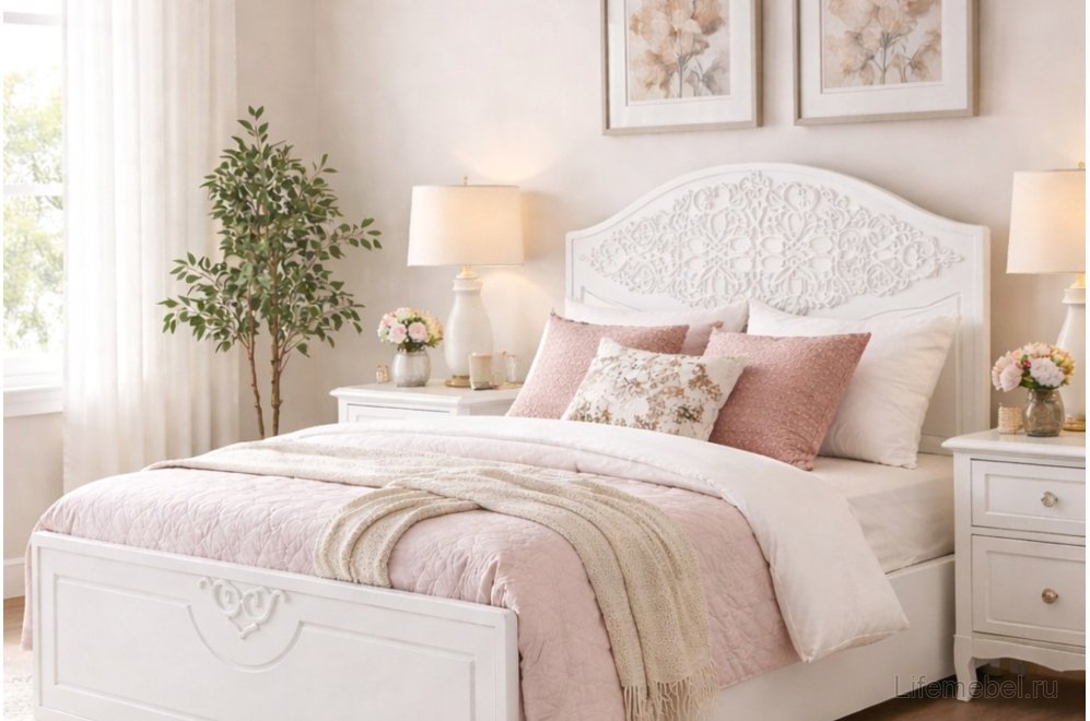 Полутораспальная кровать Ассоль АС-68 120х200 с ПМ белое дерево