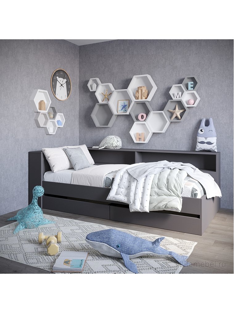 Полутораспальная кровать Ксения 120х200 графит