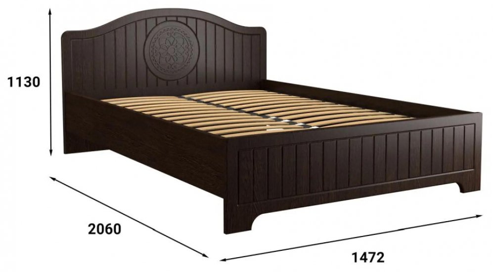 Полутораспальная кровать Монблан МБ-602К 140х200 венге / орех шоколадный