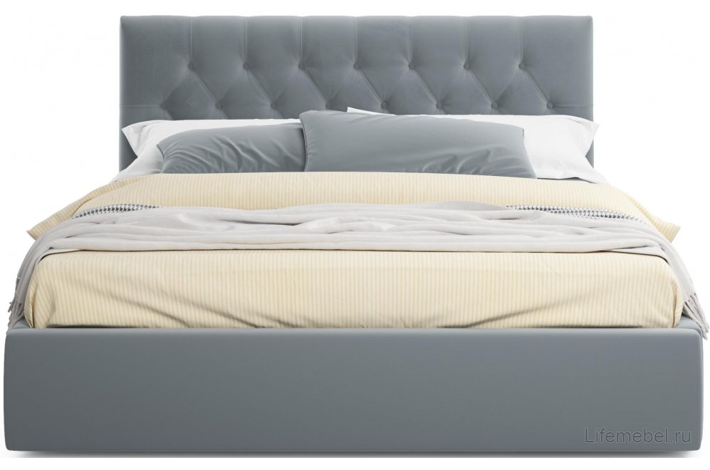 Полутораспальная кровать Verona 140х200 с ПМ серый велюр