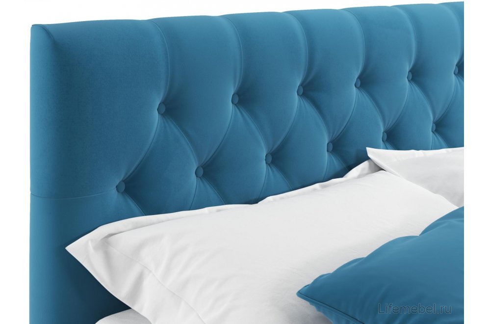 Полутораспальная кровать Verona 140х200 с ПМ синий велюр