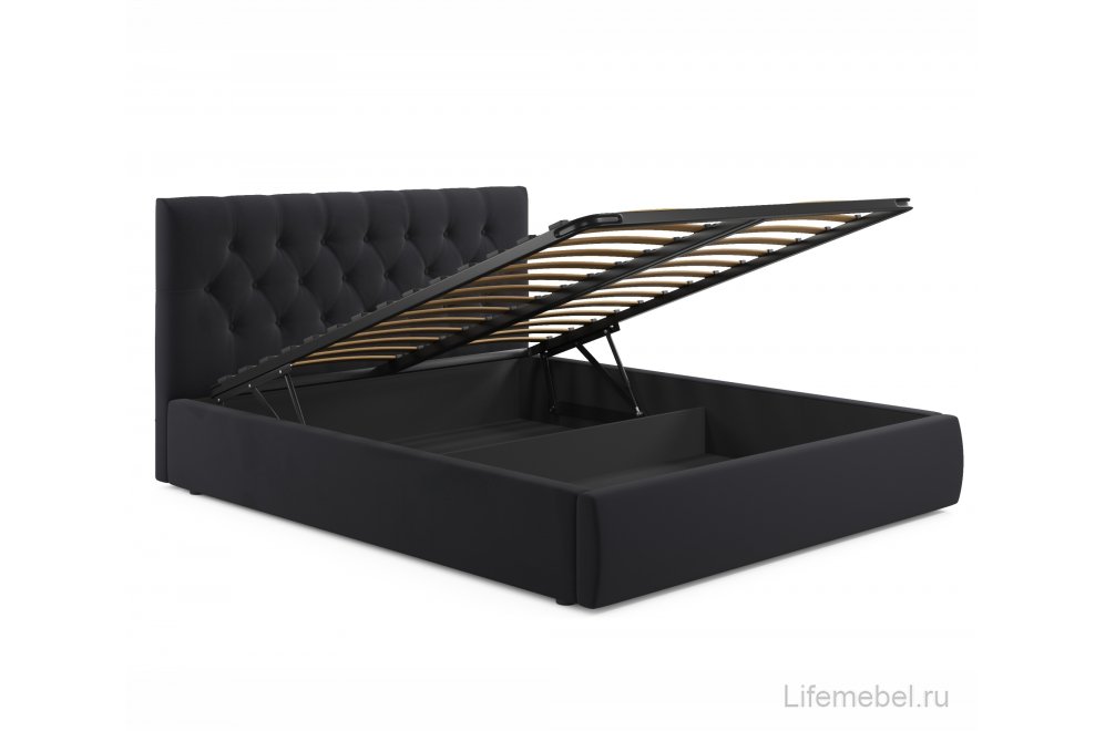 Полутораспальная кровать Verona 140х200 с ПМ черный велюр