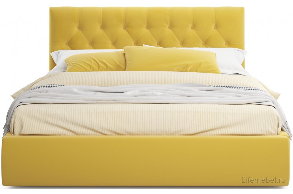 Полутораспальная кровать Verona 140х200 с ПМ желтый велюр