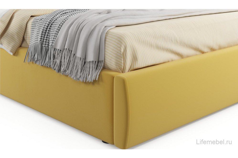Полутораспальная кровать Verona 140х200 с ПМ желтый велюр