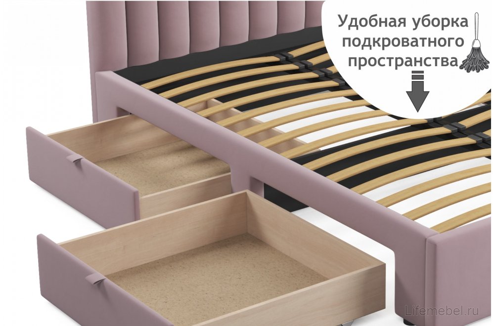 Тахта Венера 120х200 с ящиками лиловая