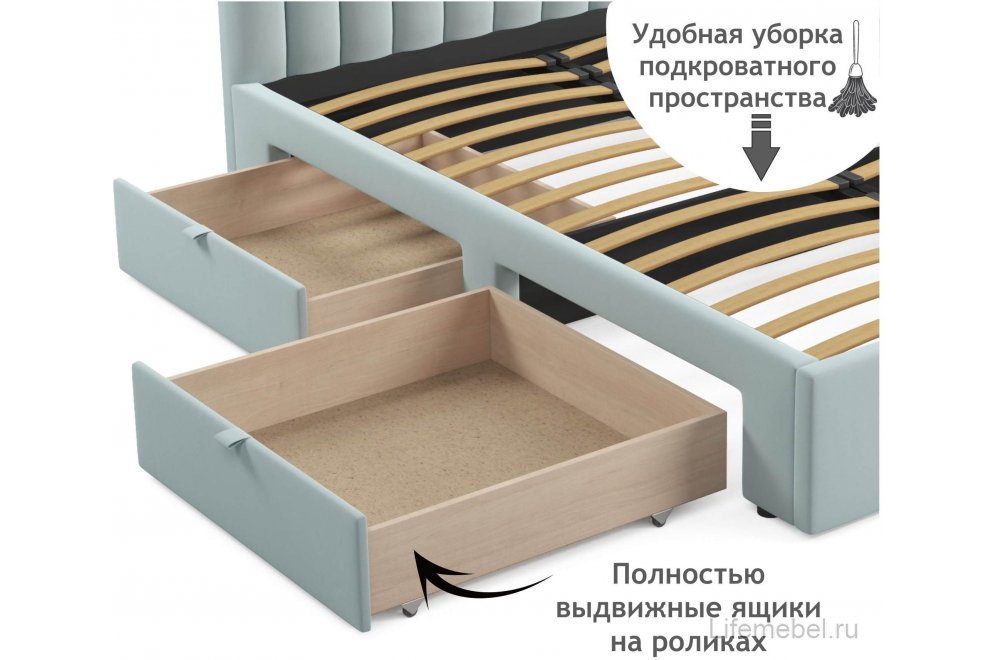 Тахта Milena 120х200 с ящиками мята пастель