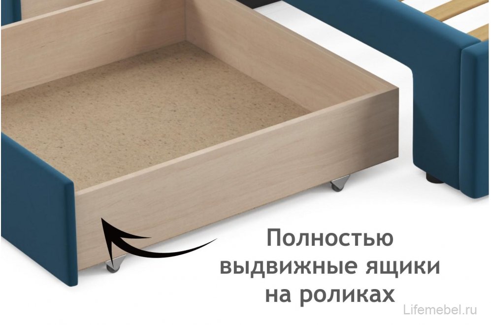 Тахта Венера 120х200 с ящиками синяя