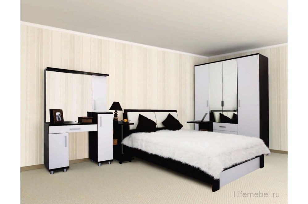 Кровать Мальта 160x200 венге / белый с матрасом