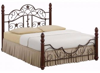 Кровать PS 8837 орех / античная бронза с матрасом