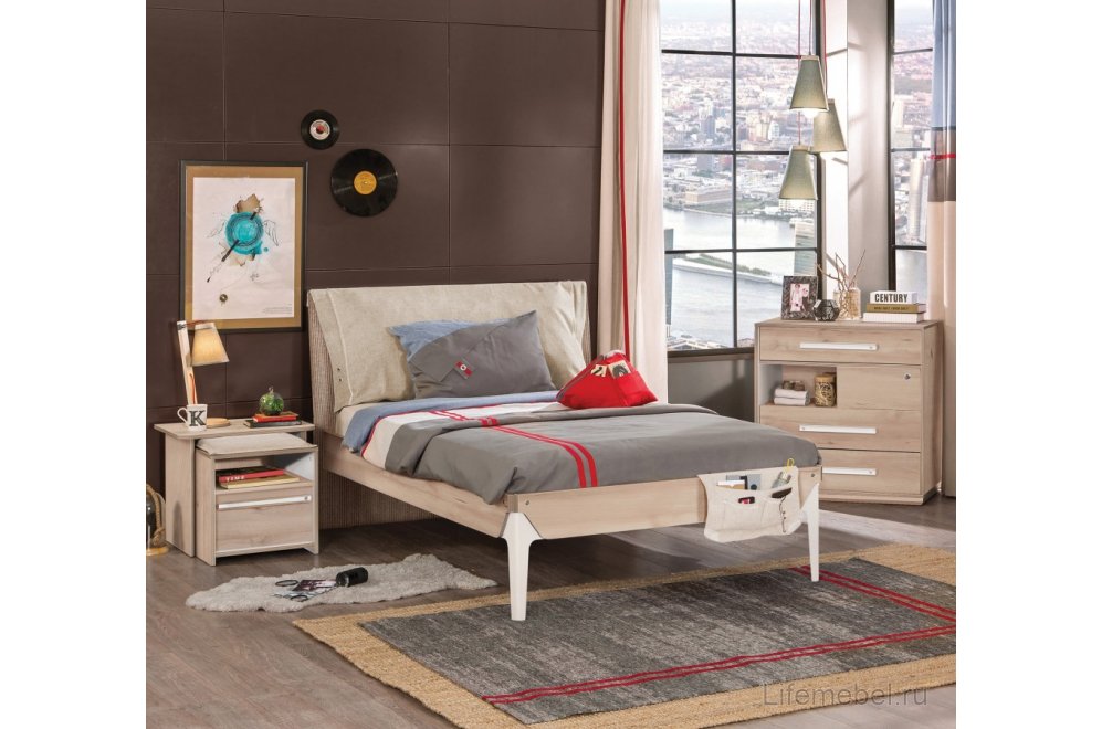 Полутораспальная кровать Duo 120x200 бук / белый с матрасом