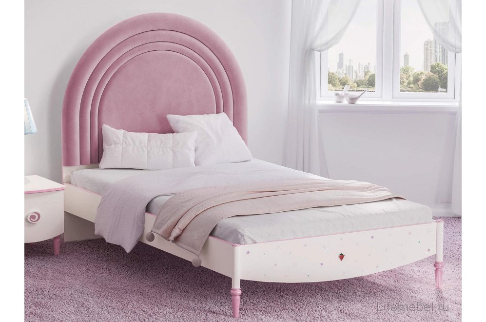 Полутораспальная кровать Princess 120х200 белая / розовая с матрасом