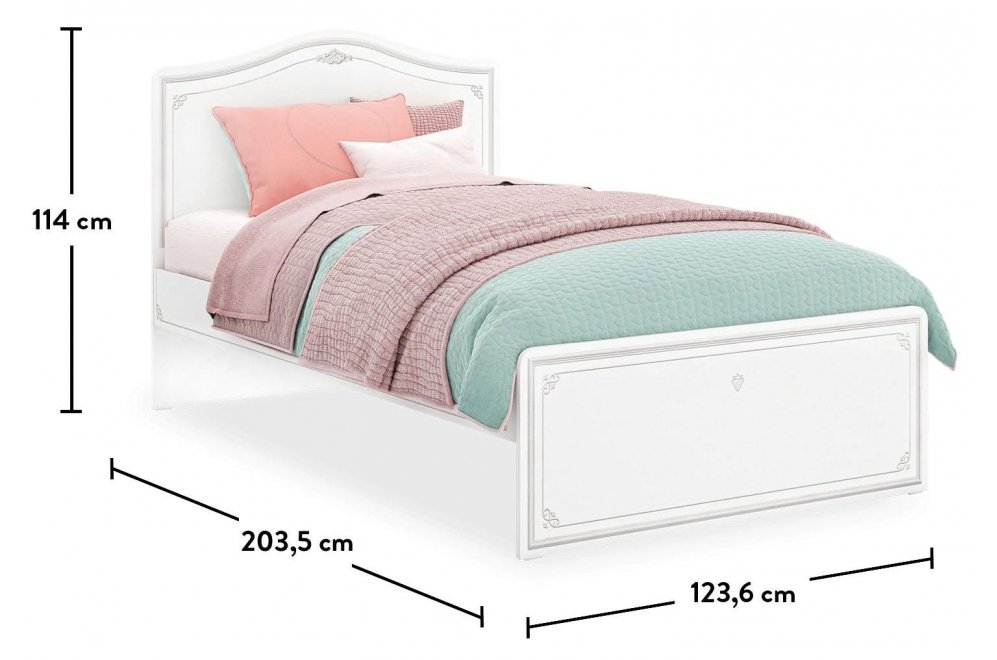 Полутораспальная кровать Selena grey 120x200 белая / серая с матрасом