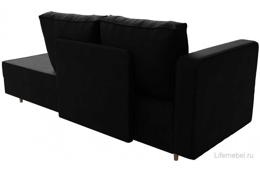 Кушетка Прайм левая черный микровельвет