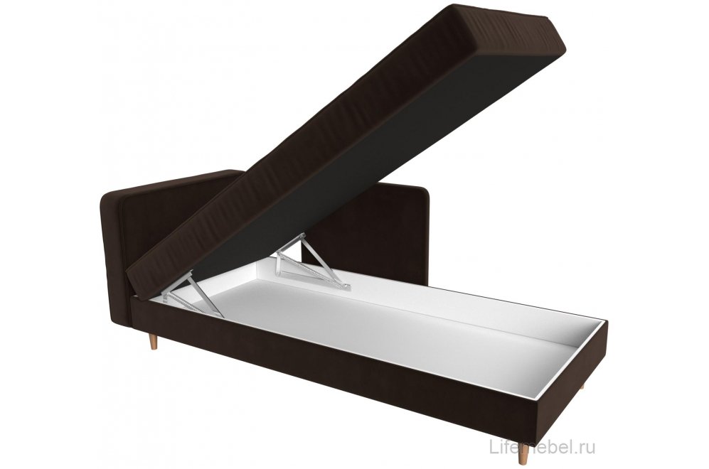 Кушетка Тайра левая коричневый микровельвет