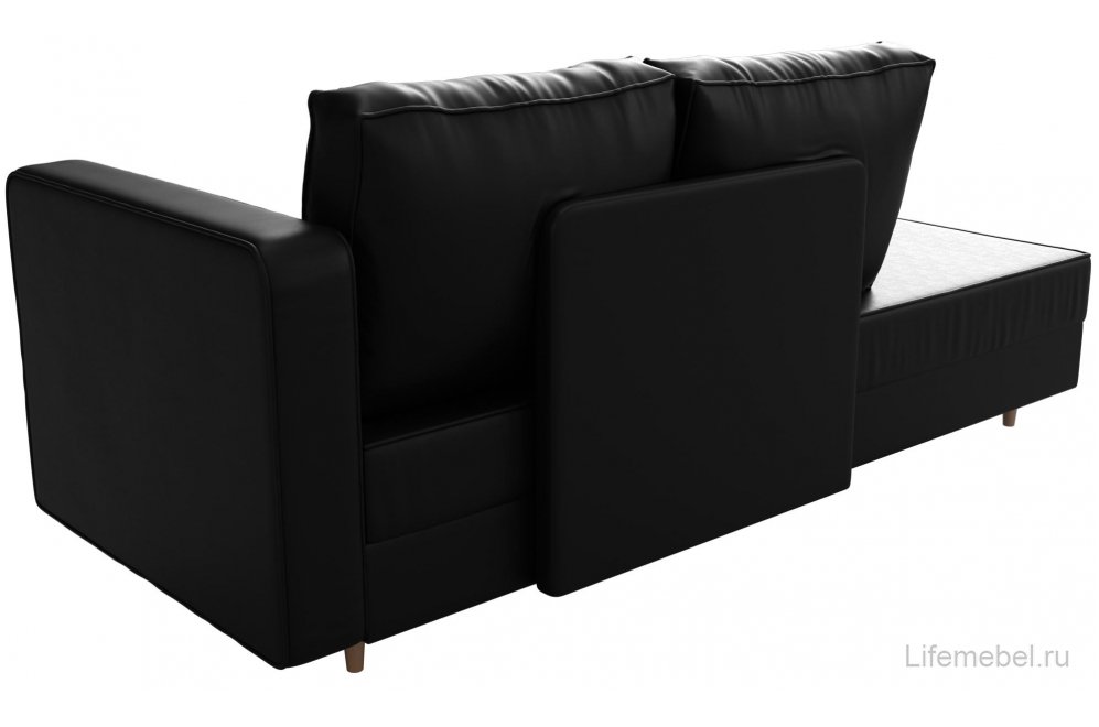 Кушетка Тайра правая черная экокожа