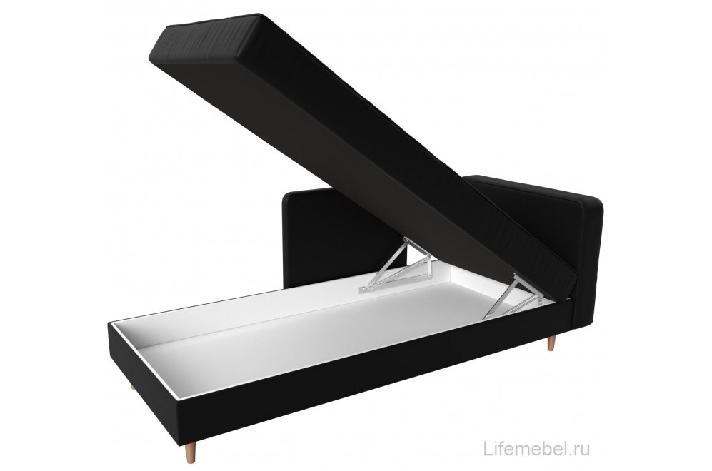 Кушетка Тайра правая черная экокожа