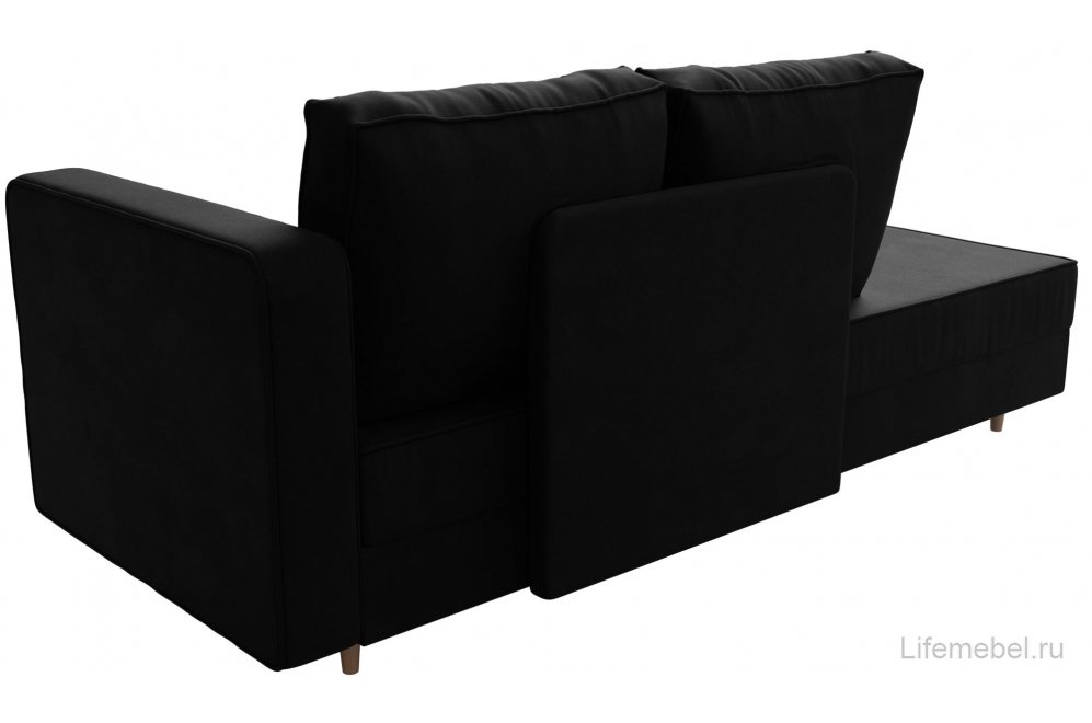 Кушетка Прайм правая черный микровельвет