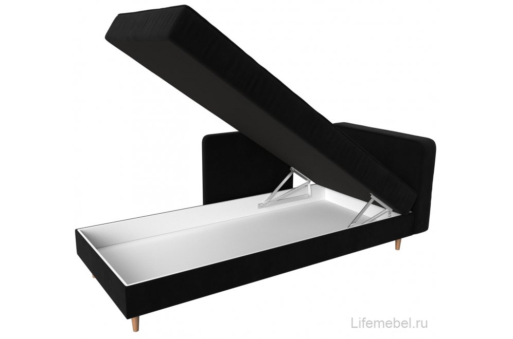 Кушетка Прайм правая черный микровельвет