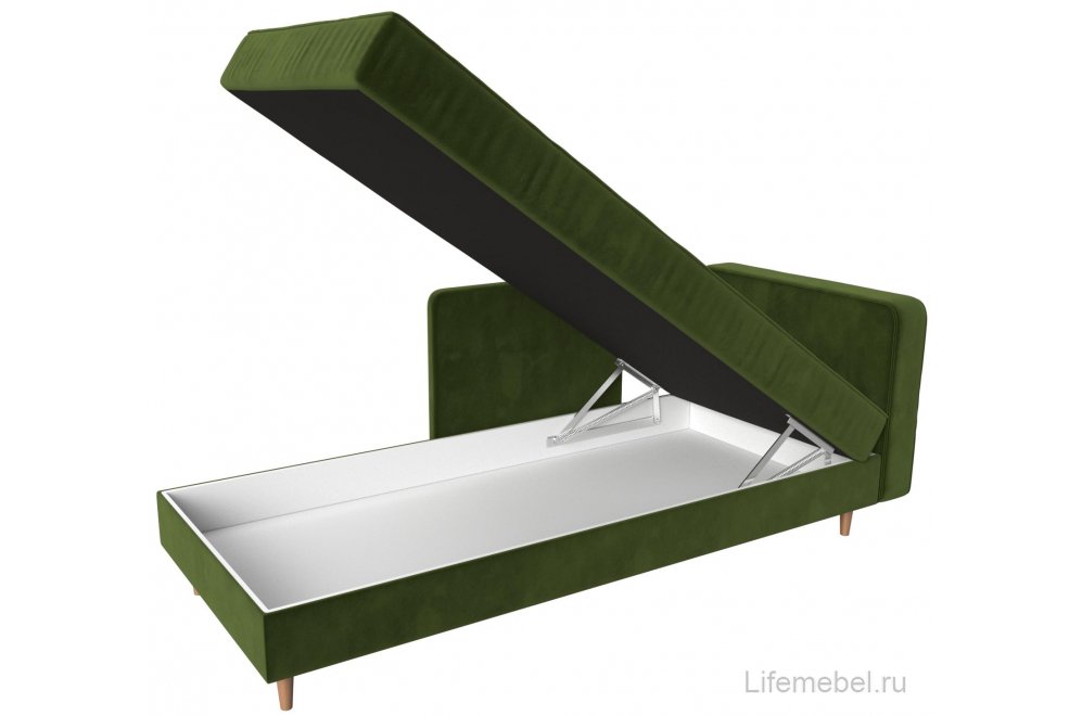 Кушетка Тайра правая зеленый микровельвет