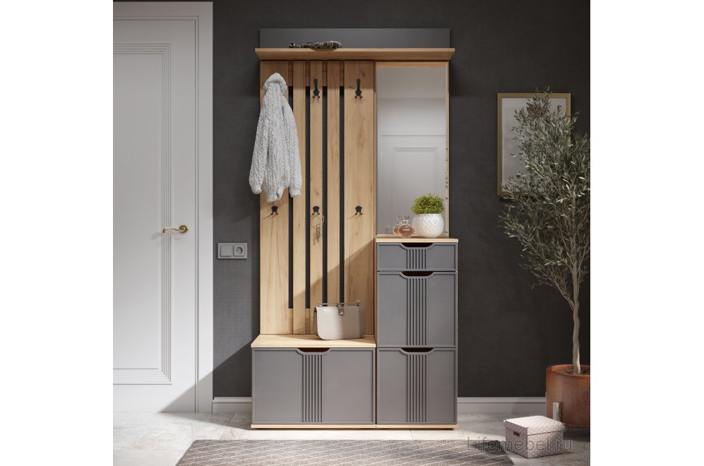 Полка Эмилия ЭЛ-10 дуб крафт золотой / графит