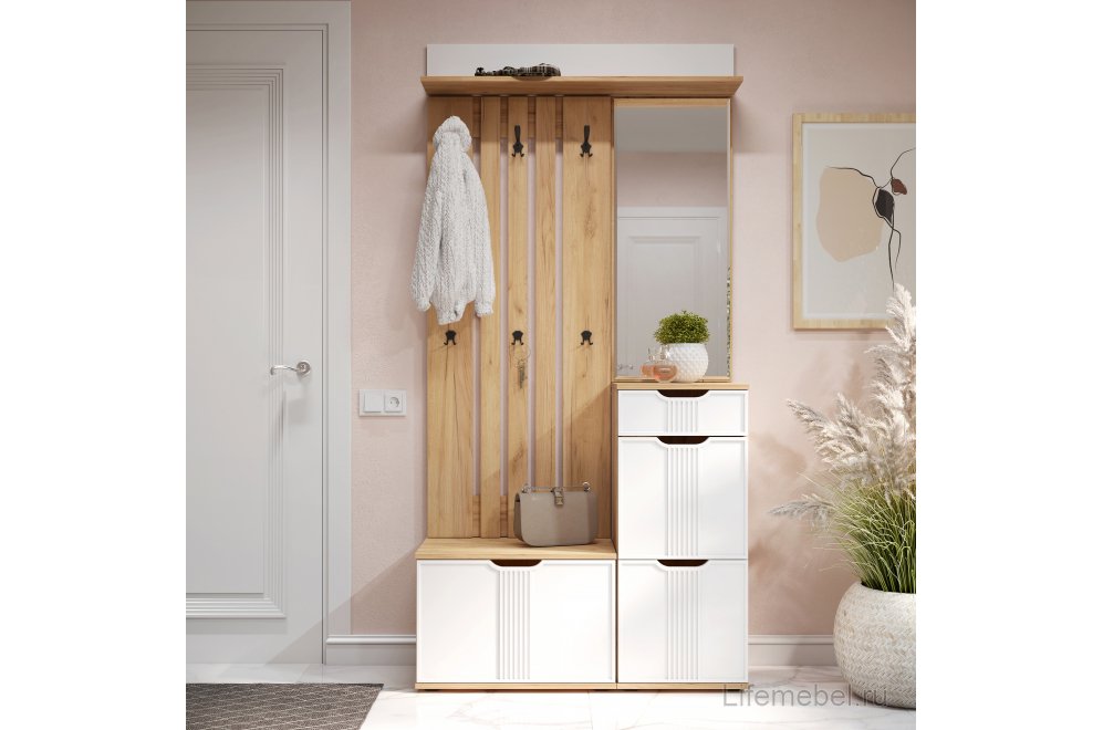 Полка Эмилия ЭЛ-10 дуб крафт золотой / меренга