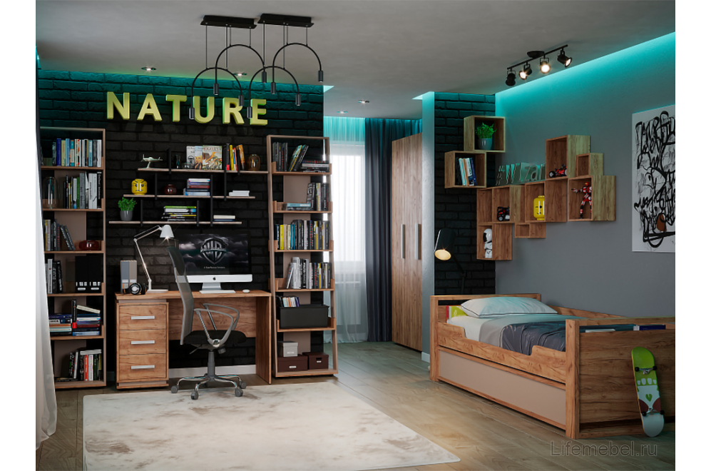Полка Nature 99 дуб табачный craft