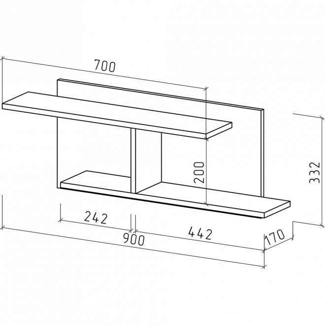 Полка Лайт-44 дуб апрель тёмный
