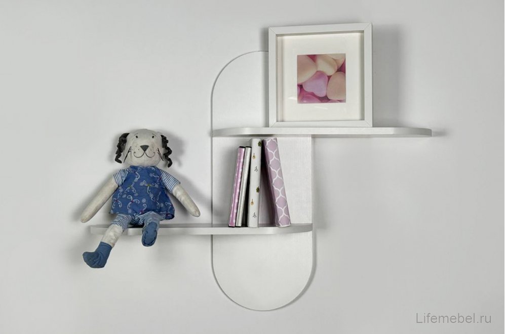 Полка навесная 2 Милана белое дерево
