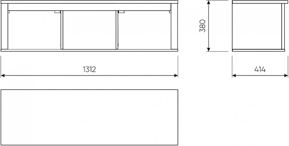 Полка навесная Сага 3 секции серая