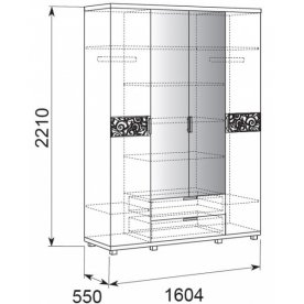 Шкаф четырехдверный Ирис 6 дуб тортона