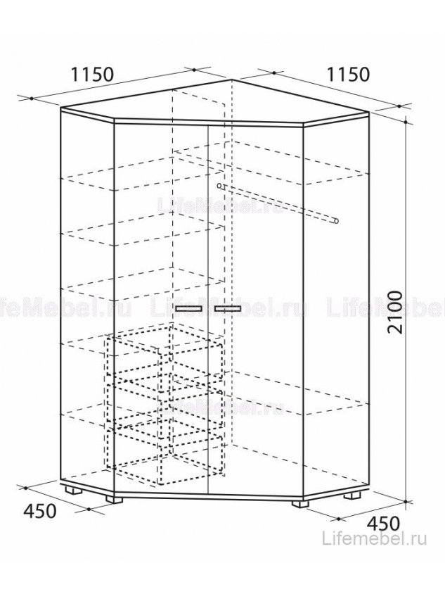Шкаф угловой большой Чикаго схема
