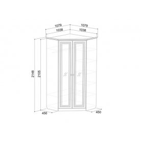 Шкаф угловой большой с зеркалом Делис