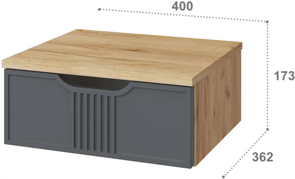 Прикроватная тумба ЭЛ-23 дуб крафт золотой / графит подвесная