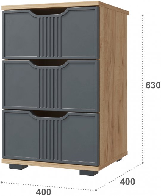 Прикроватная тумба Эмилия ЭЛ-26 дуб крафт золотой / графит