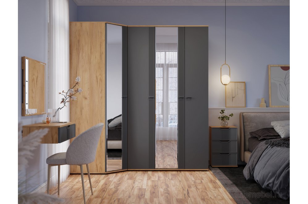 Прикроватная тумба Эмилия ЭЛ-26 дуб крафт золотой / графит