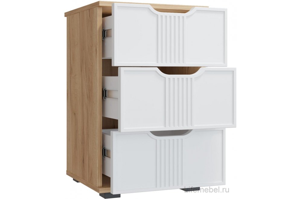 Прикроватная тумба Эмилия ЭЛ-26 дуб крафт золотой / меренга