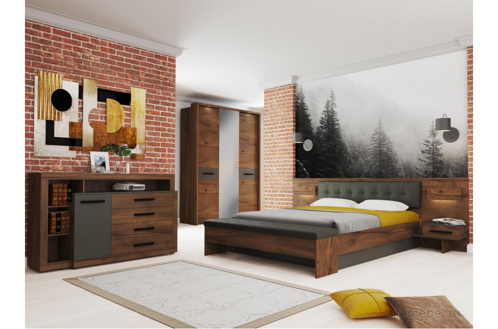 Прикроватная тумба Глазго таксония / графит