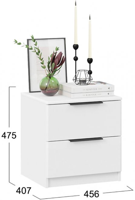 Прикроватная тумба Тесса белый жемчуг / белый глянец