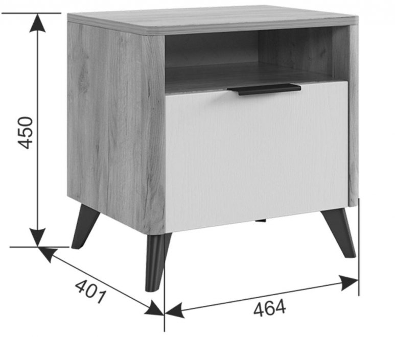 Тумба прикроватная Адам дуб крафт золотой / белое дерево