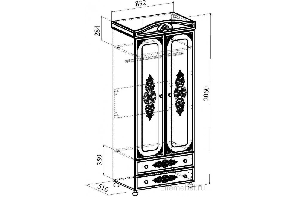 Спальный гарнитур Ассоль белое дерево комплектация 4
