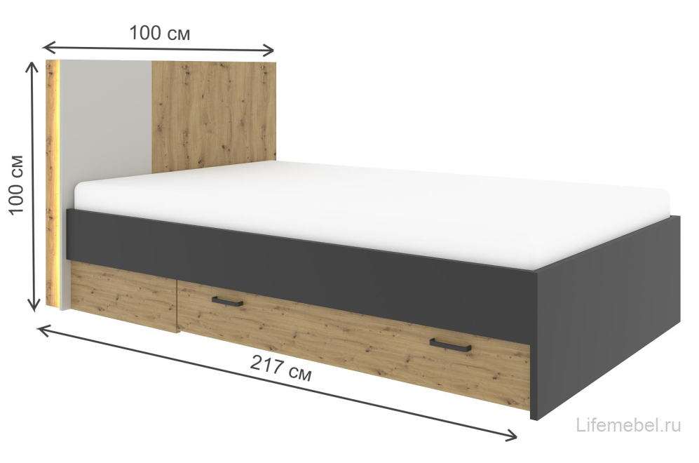 Спальный гарнитур Лердти артизан / черный / серый комлектация 1