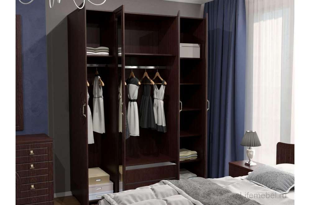 Спальный гарнитур Монблан венге / орех шоколадный комплектация 2